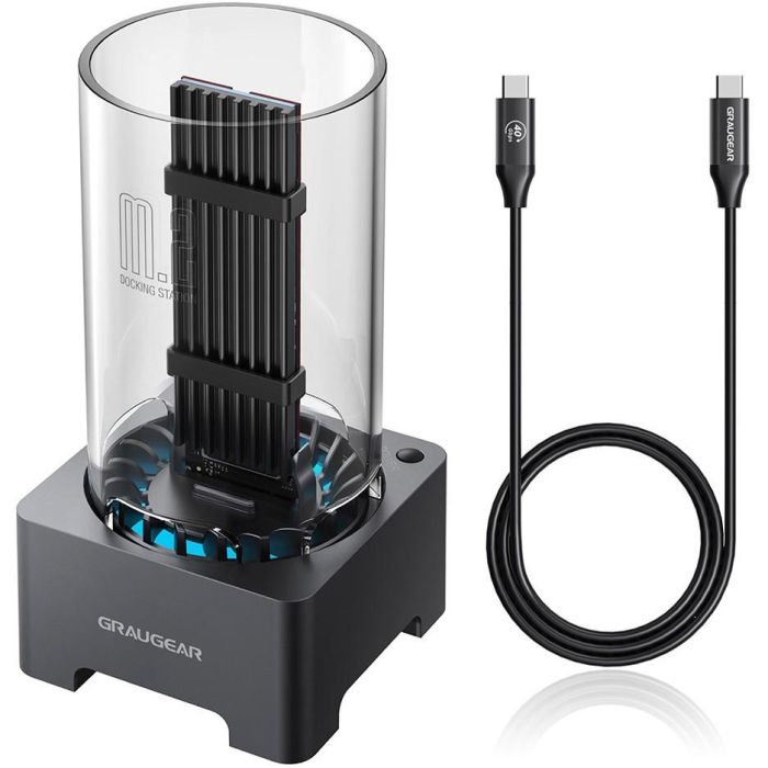GRAUGEAR G-M2DK-U4-40G Docking Station USB 4.0 para M.2 PCIe Gen4x4 NVMe SSD con Ventilador Integrado, 40Gbit/s