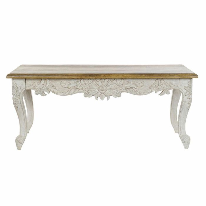Mesa de Centro DKD Home Decor Blanco Natural 120 x 61 x 49 cm Mesa de Centro DKD Home Decor Blanco Natural 120 x 61 x 49 cm