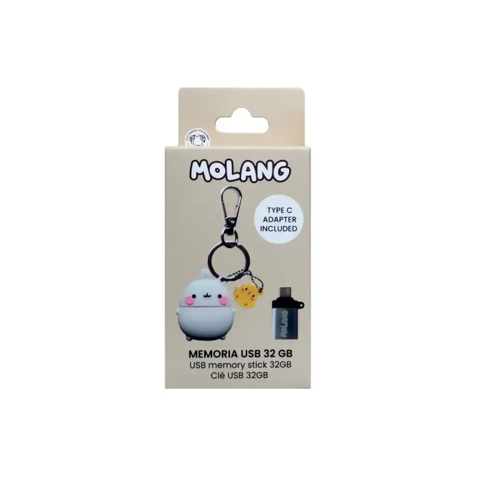 Wondee Memoria USB Molang 32GB Llavero con Adaptador USB C 2