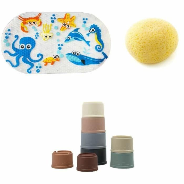 Thermobaby Pack Accesorios de Baño para Bebé - Set Completo con Alfombrilla Antideslizante, Esponja Suave y Juguetes Apilables Thermobaby Pack Accesorios de Baño para Bebé - Set Completo con Alfombrilla Antideslizante, Esponja Suave y Juguetes Apilables