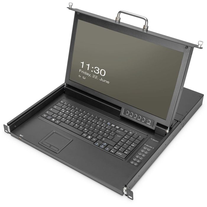 Digitus Consola KVM Modular HD LCD 17" TFT, 8-Port CAT 5 KVM con Touchpad, Teclado US