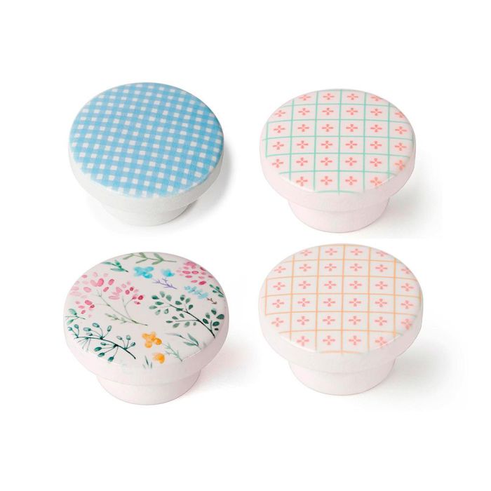Rei Blister con 4 pomos redondos para mueble madera haya acabado lacado blanco ilustrado Ø38mm mod. m3 Rei Blister con 4 pomos redondos para mueble madera haya acabado lacado blanco ilustrado Ø38mm mod. m3