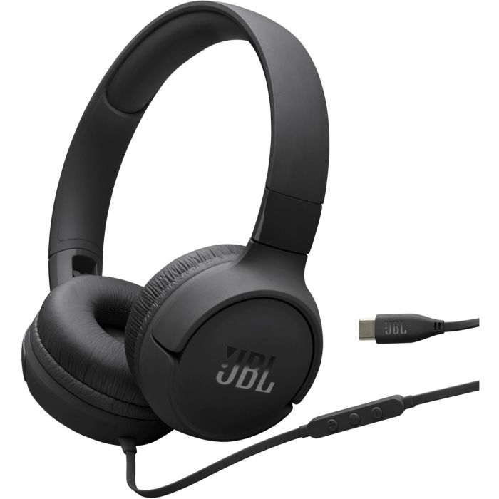 JBL Tune 520C Auriculares On-Ear con Cable USB-C, Diadema Plegable, Supraaurales, Micrófono Integrado, Negro