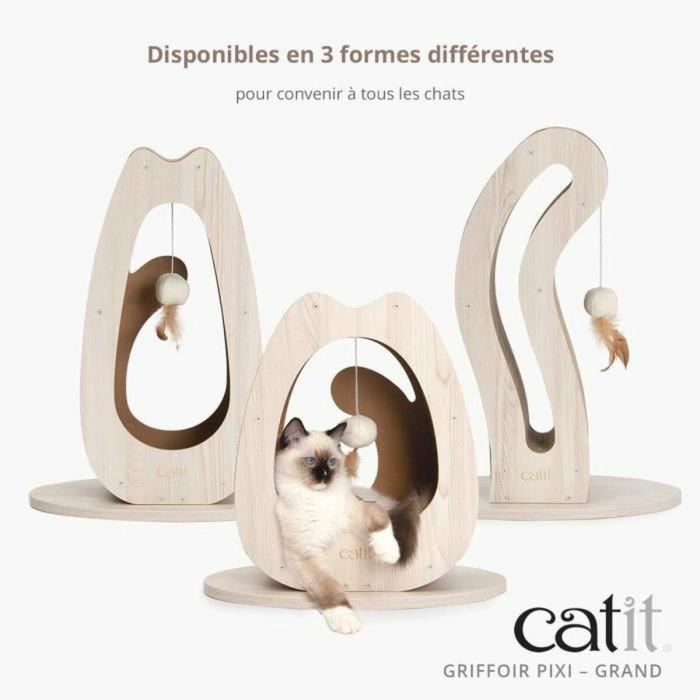 Rascador para gatos - CATIT - Pixi Cat Tail - Con bola de tela y pluma - Aspecto roble natural 1 Rascador para gatos - CATIT - Pixi Cat Tail - Con bola de tela y pluma - Aspecto roble natural 1