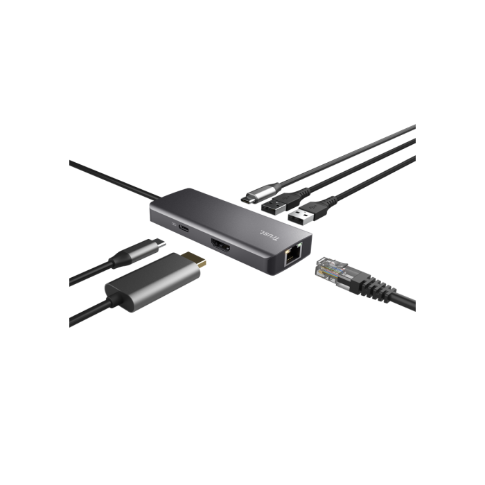 Hub USB Trust 24968 Plateado (1 unidad) 1 Hub USB Trust 24968 Plateado (1 unidad) 1