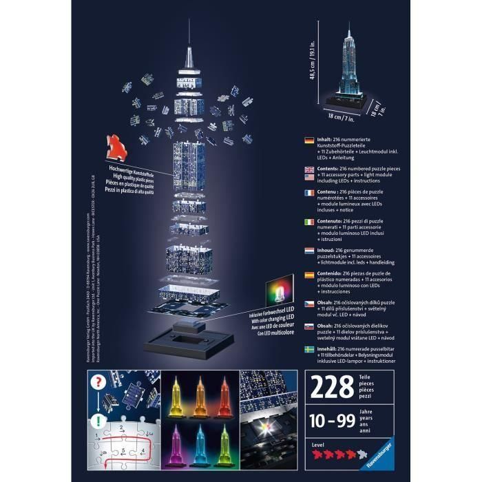 RAVENSBURGER Puzzle 3D Empire State Building Night Edition 216p 4 RAVENSBURGER Puzzle 3D Empire State Building Night Edition 216p 4
