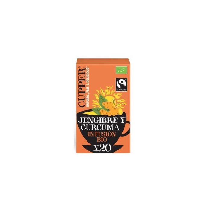 CUPPER Infusión Jengibre y Cúrcuma BIO, 20 Bolsitas - Natural, Ecológica y Fairtrade