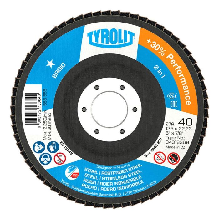 Tyrolit 27cla Disco de láminas ø125x22,23 za40q-b para Acero e Inoxidable 0 Tyrolit 27cla Disco de láminas ø125x22,23 za40q-b para Acero e Inoxidable 0