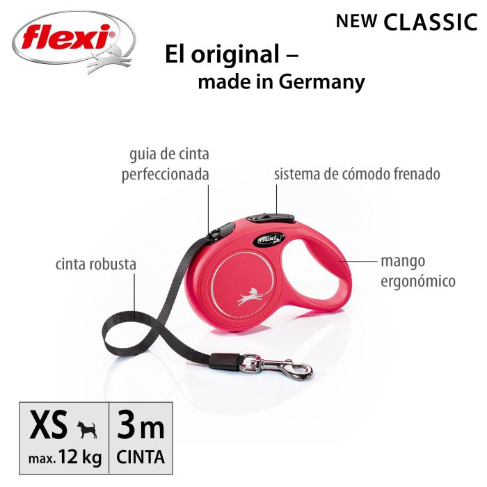 Correa Flexi New Classic XS Cinta 3M Rojo Correa Flexi New Classic XS Cinta 3M Rojo