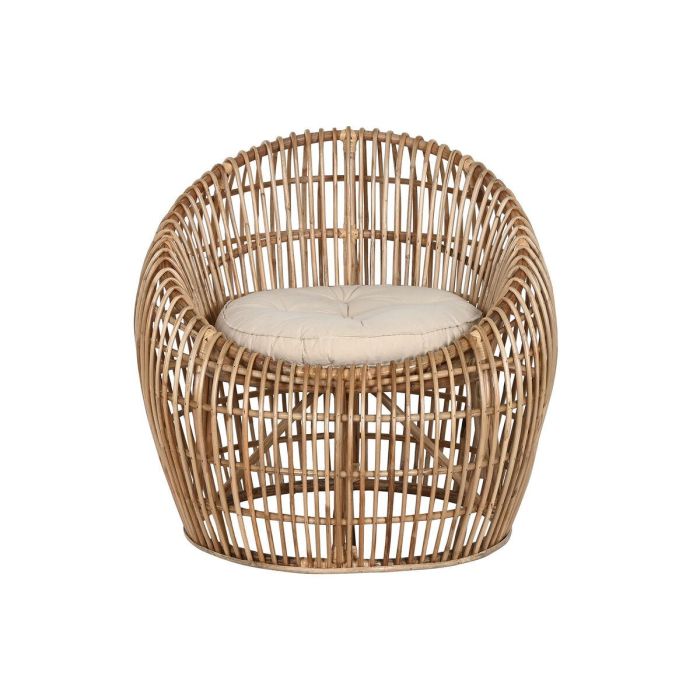 DKD Home Decor Silla Tropical Balinesa de Ratán y Bambú, Colección Bali2, Colores Natural y Beige, 70x74x70 cm, Altura asiento 43 cm 3