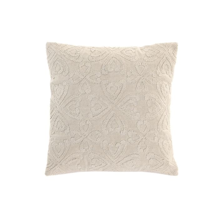 DKD Home Decor India 24 Cojin Boho Crudo 45 x 45 cm (2 Unidades) Bordado a Mano Algodon