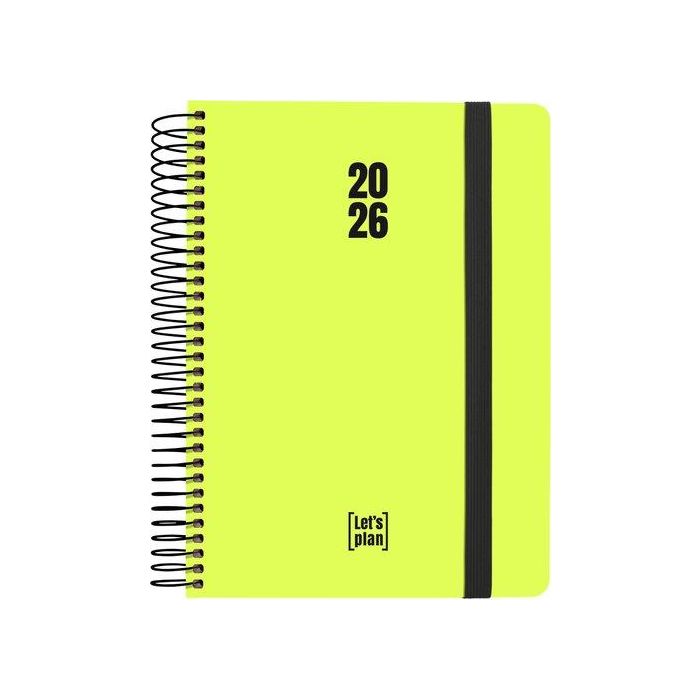Agenda Anual (2026) Grafoplas Neon Espiral Tapa Extradura Con Goma A5 210X150 D/P Amarillo
