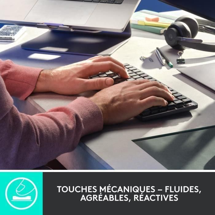 Logitech - Teclado inalámbrico - MX - Mecánico - Rendimiento retroiluminado - Grafito 1 Logitech - Teclado inalámbrico - MX - Mecánico - Rendimiento retroiluminado - Grafito 1
