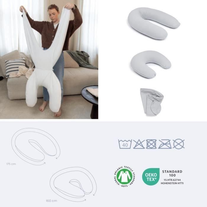 doomoo Twisty Almohada 2 en 1 para embarazo y lactancia - Ultra Comfort - Relleno de microperlas ultrafino, gris 5 doomoo Twisty Almohada 2 en 1 para embarazo y lactancia - Ultra Comfort - Relleno de microperlas ultrafino, gris 5