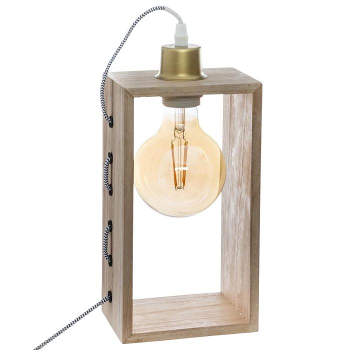 Atmosphera Lámpara rectangular de madera de sobremesa E27 14x9.6x28 cm (bombilla no incluida)