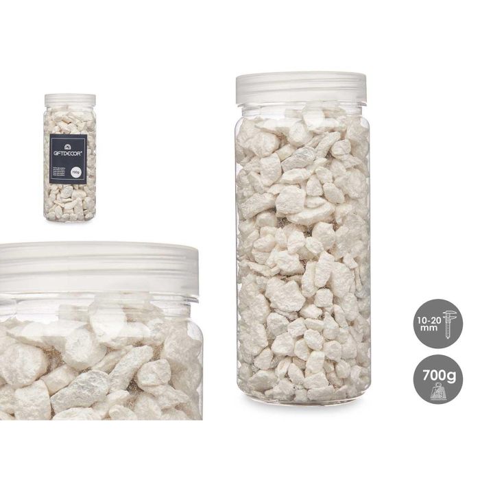 Bote Piedra Metalizada 10-20 mm, 700 g, Blanco - Giftdecor (12 Unidades) Bote Piedra Metalizada 10-20 mm, 700 g, Blanco - Giftdecor (12 Unidades)