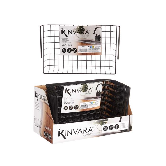 Soporte Negro Metal Cesto Kinvara 40x25.5x14 cm - Hierro (12 Unidades) 2 Soporte Negro Metal Cesto Kinvara 40x25.5x14 cm - Hierro (12 Unidades) 2