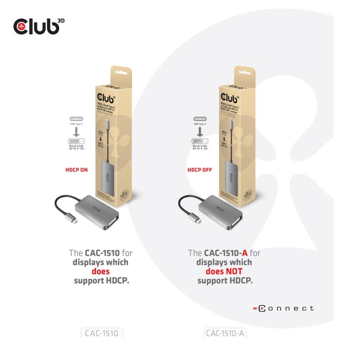 Club 3D CAC-1510-A Adaptador USB 3.2 Tipo C a DVI-D Dual Link, Soporte 4K@60Hz, Conector DisplayPort Alt Mode 2