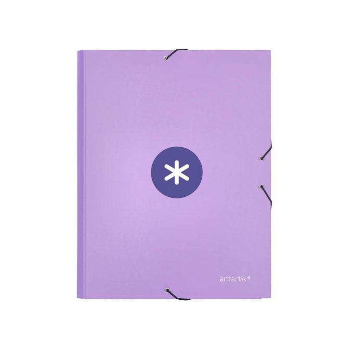 Carpeta Antartik Gomas A4 3 Solapas Carton Forrado Color Lavanda 1