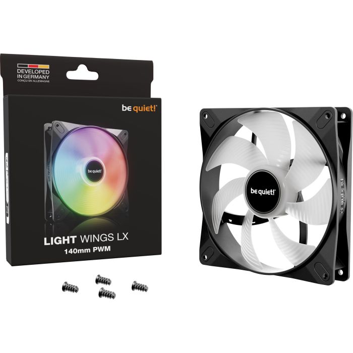 be quiet! LIGHT WINGS LX 140mm PWM Ventilador, 140mm, 1200 RPM, Negro, Iluminación LED RGB 4