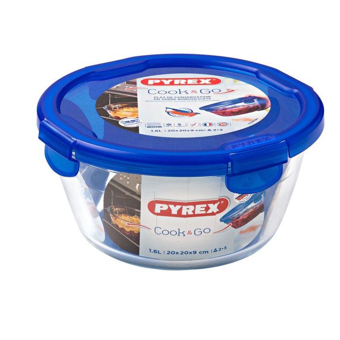 Fiambrera Hermética Pyrex Cook&go 20 x 20 x 10,3 cm Azul 1,6 L Vidrio (6 Unidades) 1