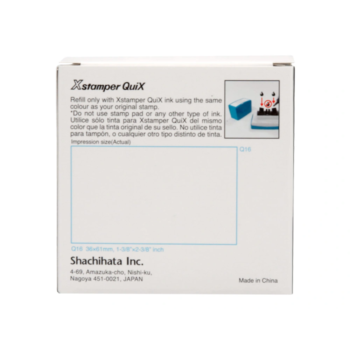 X'stamper Sello Quix Personalizable Q-16, Color Azul, Medidas 36x61 mm, Consumible Máquina Sellos, Resistente al Agua, 6000 Impresiones 5 X'stamper Sello Quix Personalizable Q-16, Color Azul, Medidas 36x61 mm, Consumible Máquina Sellos, Resistente al Agua, 6000 Impresiones 5