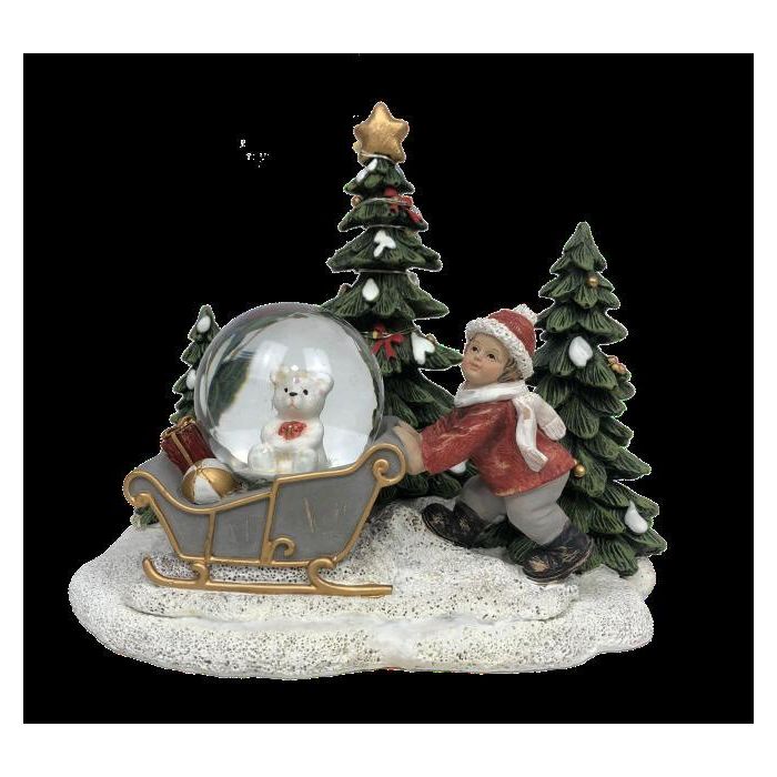 DKD Home Decor Figura de Navidad Tradicional Multicolor LED Trineo Resina 12.5x14.5x16 cm (2 Unidades) Pilas Incluidas 1
