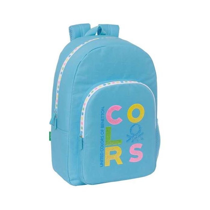 Mochila Escolar Benetton Spring Celeste 30 x 46 x 14 cm