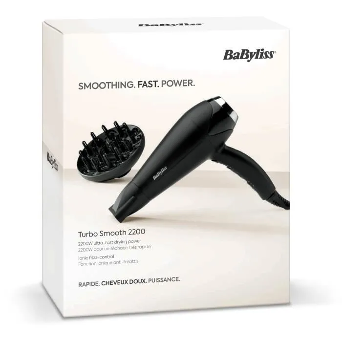 Babyliss Secador de Pelo D572DE Turbo Smooth 2200W con Control Iónico y Difusor para Cabello con Encrespamiento 2 Babyliss Secador de Pelo D572DE Turbo Smooth 2200W con Control Iónico y Difusor para Cabello con Encrespamiento 2