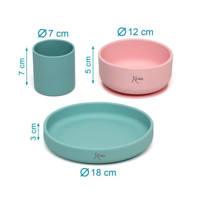 Set Vajilla Rosa Y Verde 2 Set 3 Unidades 3 Set Vajilla Rosa Y Verde 2 Set 3 Unidades 3
