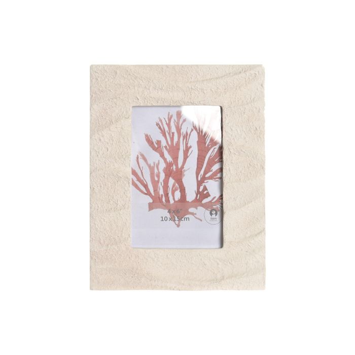 DKD Home Decor Hangzhou design 26b Marco de Fotos 10x15 Mediterráneo Beige Blanco Simil Piedra Cemento (4 Unidades)