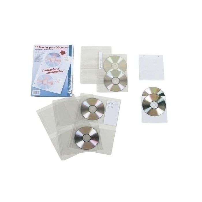 Funda Cd/Dvd Iberplas Pvc A4 Con 4 Talad. C/Refzo. 2 Dpto. (150Μ) Paquete De 15