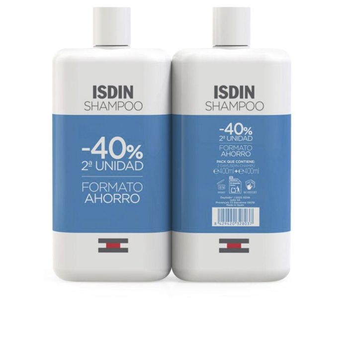 Isdin Champú Uso Frecuente Duo 2 x 400 ml para Cabello Frágil, Saludable, Suave y Brillante Isdin Champú Uso Frecuente Duo 2 x 400 ml para Cabello Frágil, Saludable, Suave y Brillante