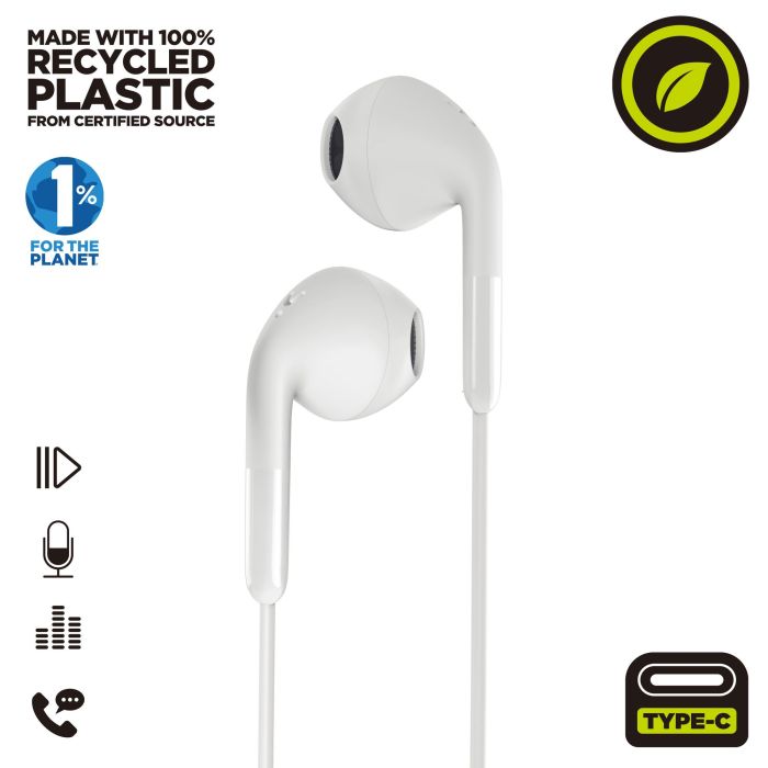 Muvit Auriculares E58 Tipo C con Materiales Reciclados - Sostenibles y Ergonómicos 2 Muvit Auriculares E58 Tipo C con Materiales Reciclados - Sostenibles y Ergonómicos 2