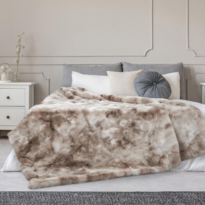 Home Deco Factory Manta Marrón Imitación Piel 140x200 cm Suave 4
