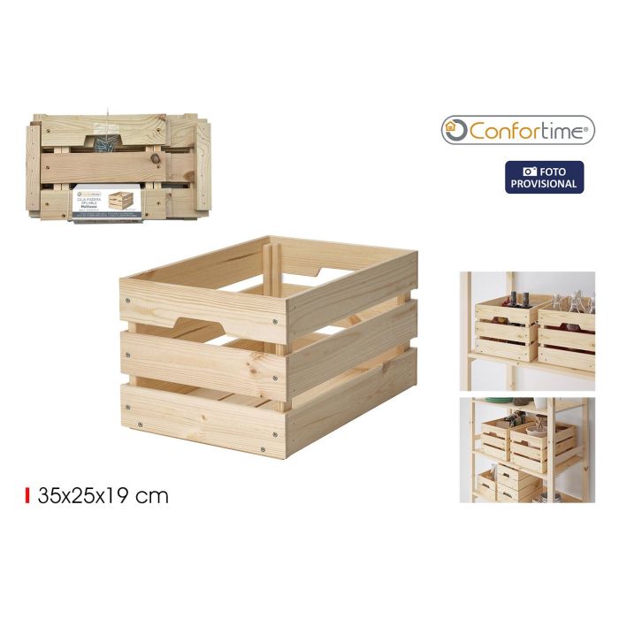 Caja de Madera Apilable 35x25x18 cm Confortime - Inde (4 Unidades) Caja de Madera Apilable 35x25x18 cm Confortime - Inde (4 Unidades)