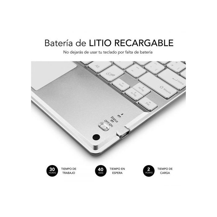 SUBBLIM Teclado Bluetooth Smart Backlit BT Keyboard Touchpad Silver 6