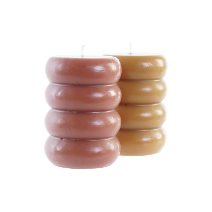 DKD Home Decor Vela Urban de Cera Colores Surtidos Terracota Granate 7x10x7 cm 394 gr (6 Unidades) 1