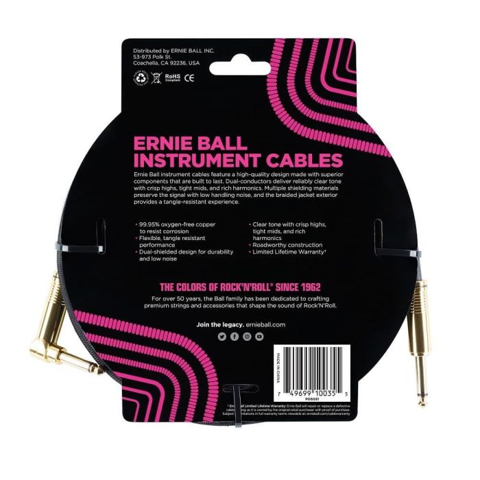 Cable Eb Instrumento Trenzado Jack-Jack Sa 2,54 M - Negro (Conectores Dorados) 1 Cable Eb Instrumento Trenzado Jack-Jack Sa 2,54 M - Negro (Conectores Dorados) 1