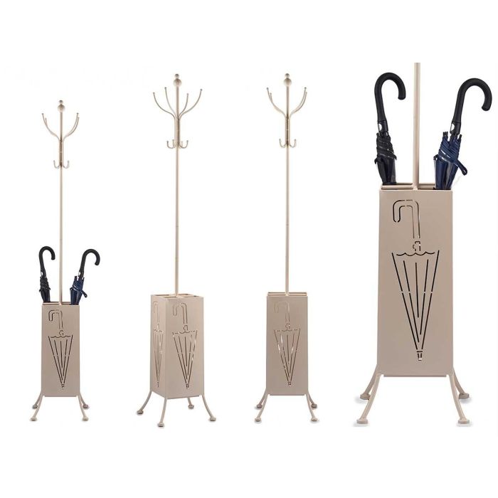 Perchero Paraguero Metal Cuadrado Crema Giftdecor 34x188x34 cm Perchero Paraguero Metal Cuadrado Crema Giftdecor 34x188x34 cm