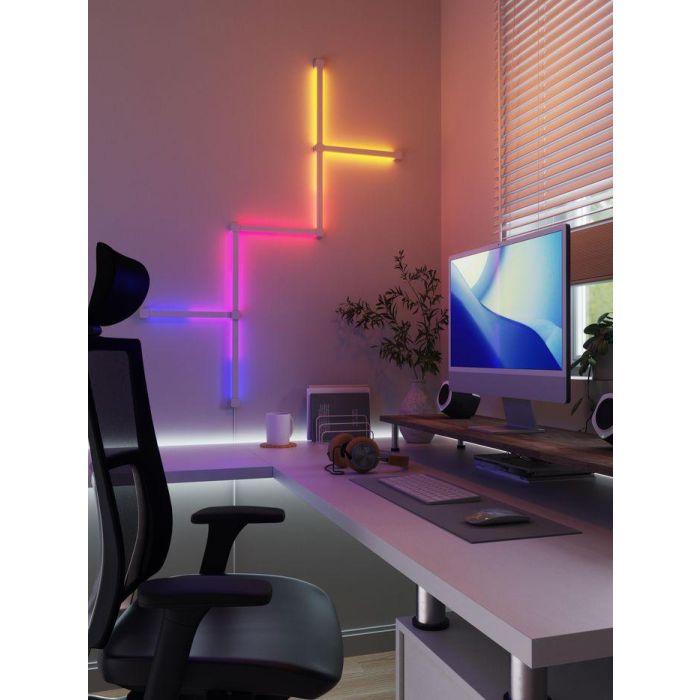 Nanoleaf Lines Squared Expansion Pack 3PK Luces LED Inteligentes Modulares RGBW para Decoración y Ambiente con Sincronización de Música y Pantalla 6