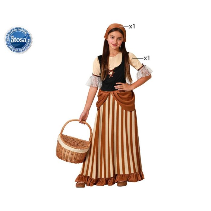 Disfraz Mesonera Marrón Niña 10-12 Años con Vestido Largo y Diadema - Temática Edad Media 0 Disfraz Mesonera Marrón Niña 10-12 Años con Vestido Largo y Diadema - Temática Edad Media 0