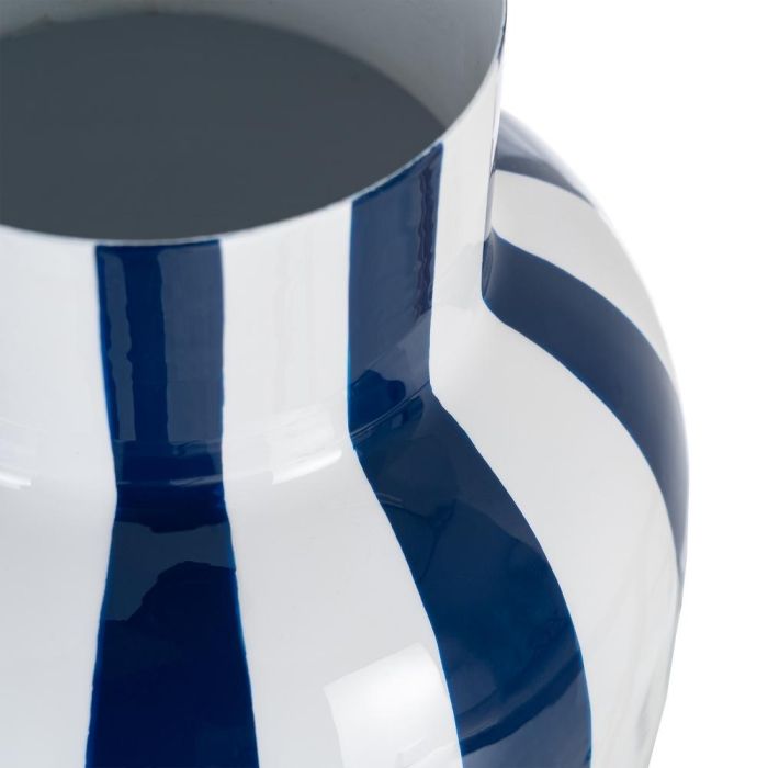 Jarrón Rayas Azul Metal Decoración 18 X 18 X 24 cm