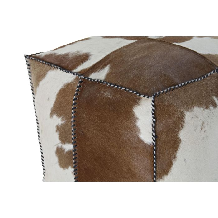 DKD Home Decor Pouf Colonial Marron Piel Poliester Rombos 45 x 40 x 45 cm 3