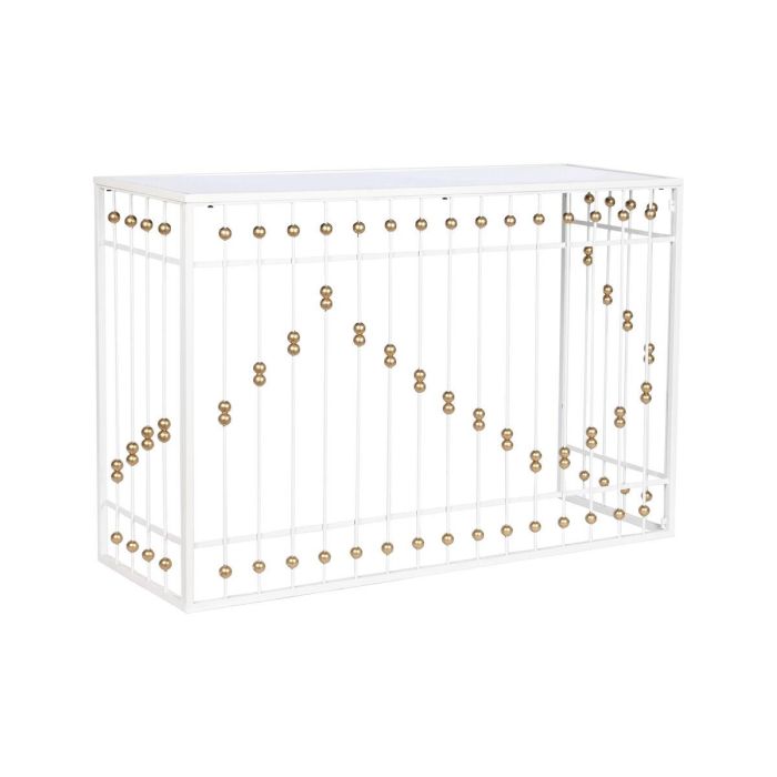 Consola Home ESPRIT Blanco Dorado Espejo 120 x 40 x 80 cm