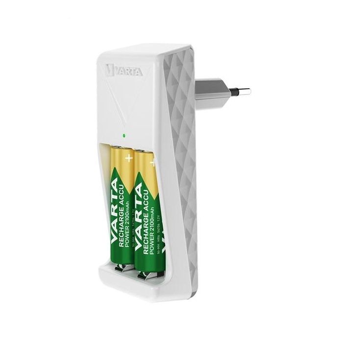 Varta Cargador de Pilas 2 AA/AAA Mini con 2xAAA 800 mAh, Carga Lenta y Seguridad Integral, Blanco 2 Varta Cargador de Pilas 2 AA/AAA Mini con 2xAAA 800 mAh, Carga Lenta y Seguridad Integral, Blanco 2