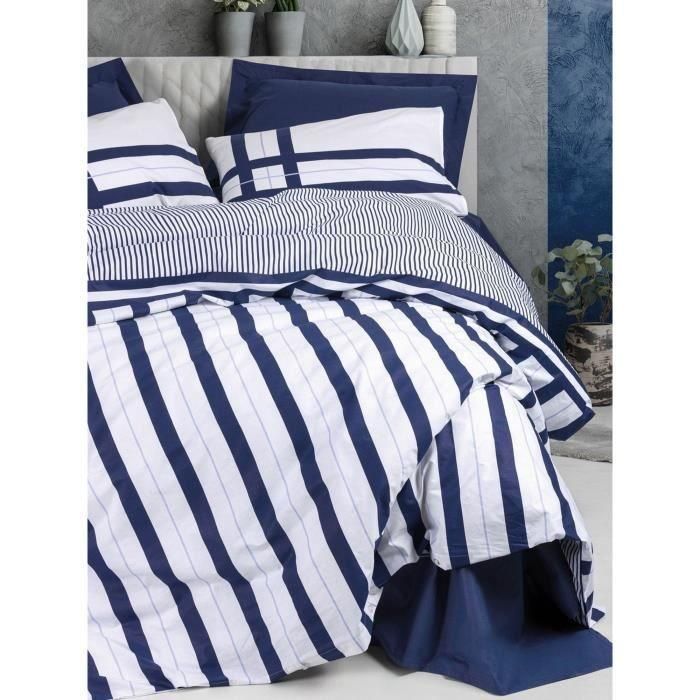 Juego de cama - 1 funda nórdica 220x240 cm + 2 fundas de almohada 60x60 cm - 100% algodón - Azul 2 Juego de cama - 1 funda nórdica 220x240 cm + 2 fundas de almohada 60x60 cm - 100% algodón - Azul 2