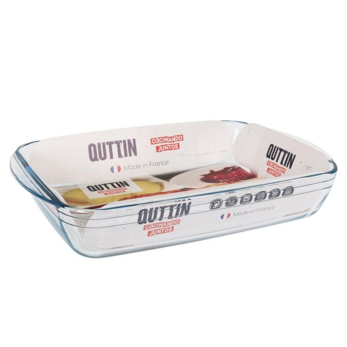 Fuente para Horno Quttin Transparente Vidrio Rectangular 5 L 40,2 x 26,4 x 7 cm (6 Unidades) 1