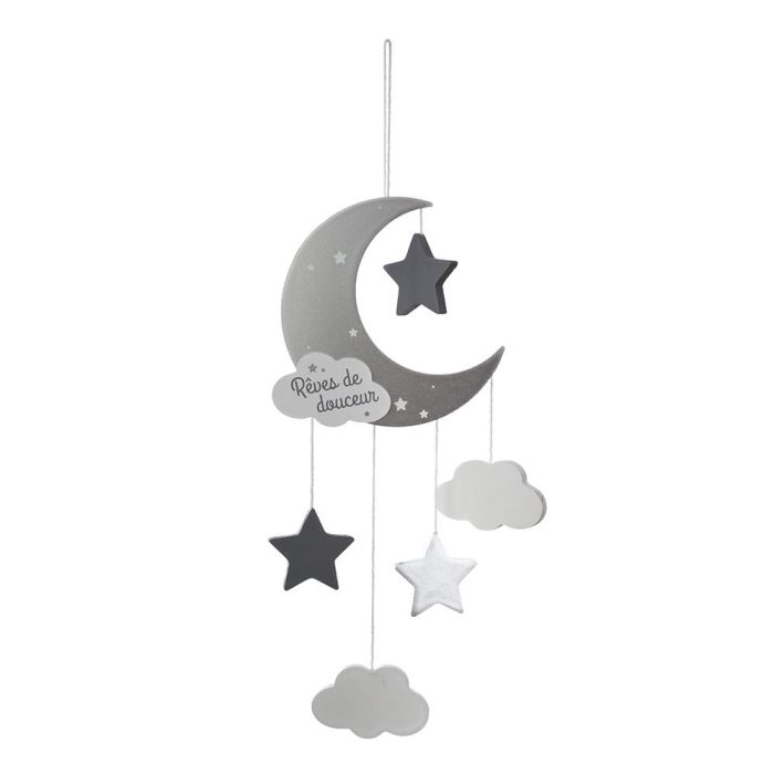 Atmosphera Movil infantil modelo Luna, color gris, Mdf/algodón, decorativo 0 Atmosphera Movil infantil modelo Luna, color gris, Mdf/algodón, decorativo 0