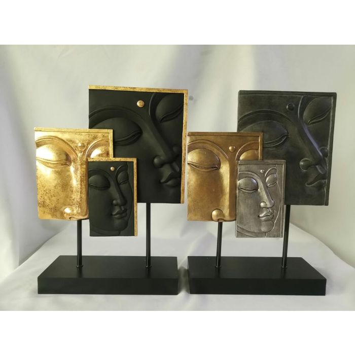 DKD Home Decor Figura Oriental Buda Negro Dorado Resina MDF 30.7 x 22.5 x 8 cm Pack 2 Unidades